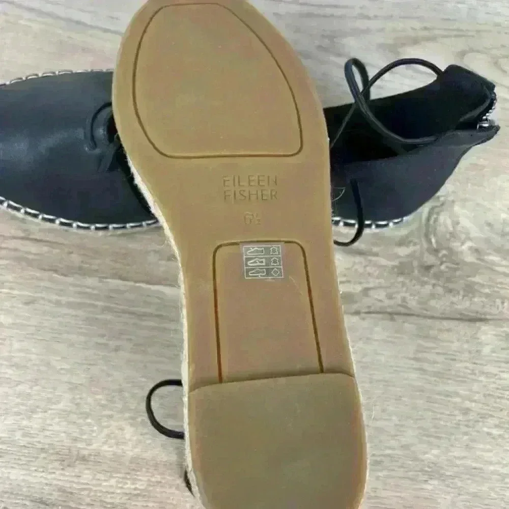 Eileen fisher lace espadrille‎ black leather
